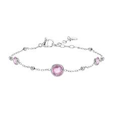 BRACCIALE DONNA IN ACCIAIO CON ZIRCONI ROSA