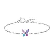 BRACCIALE BAMBINA IN ACCIAIO CON FARFALLA ZIRCONI MULTICOLORE