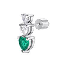 ORECCHINI CUORE CON CRISTALLI BIANCHI E VERDE