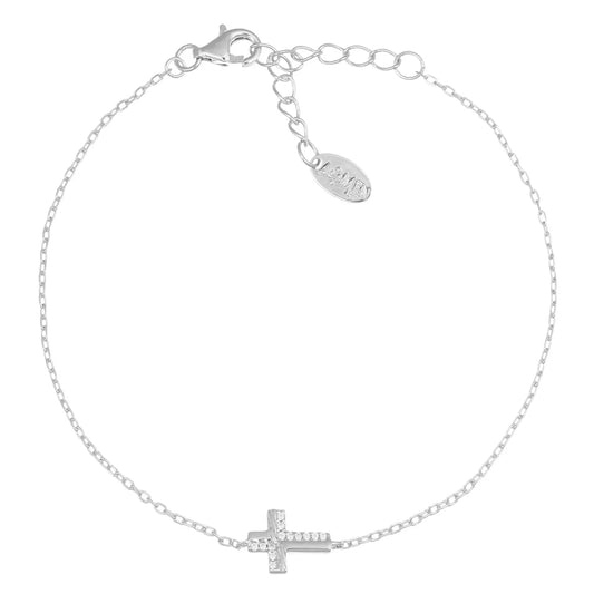 Bracciale Croce Piccola con Zirconi Bianchi