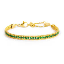 Bracciale tennis zirconi baguette catena snake squadrata GIALLO