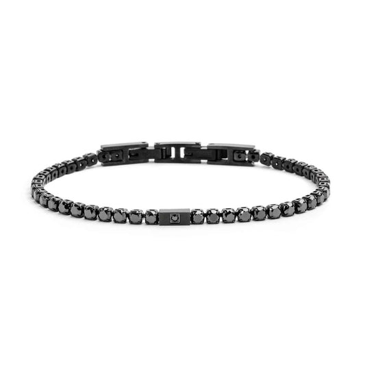 Bracciale tennis 3mm CRISTALLI NERI (BASE BRUNITA )