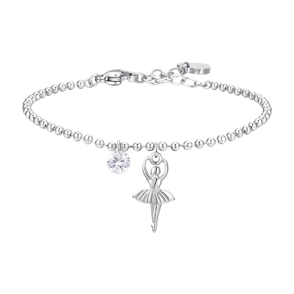 BRACCIALE DONNA IN ACCIAIO CON BALLERINA E ZIRCONE BIANCO