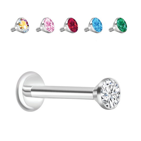 Labret Filettato Internamente Con Cristallo