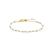 Bracciale catena con perle irregolari GIALLO