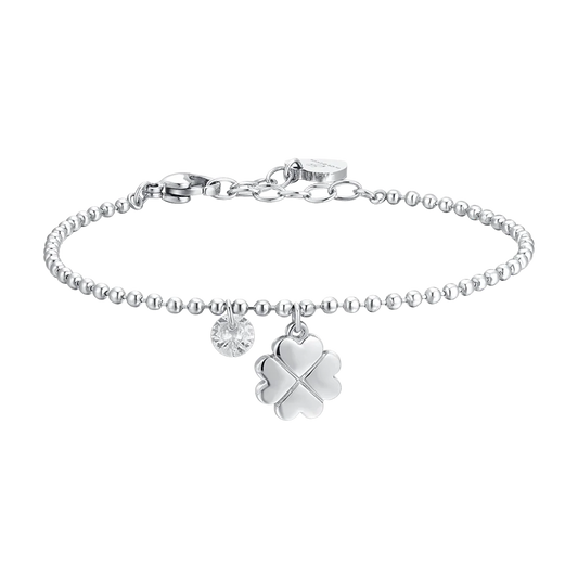 BRACCIALE DONNA IN ACCIAIO QUADRIFOGLIO E ZIRCONE