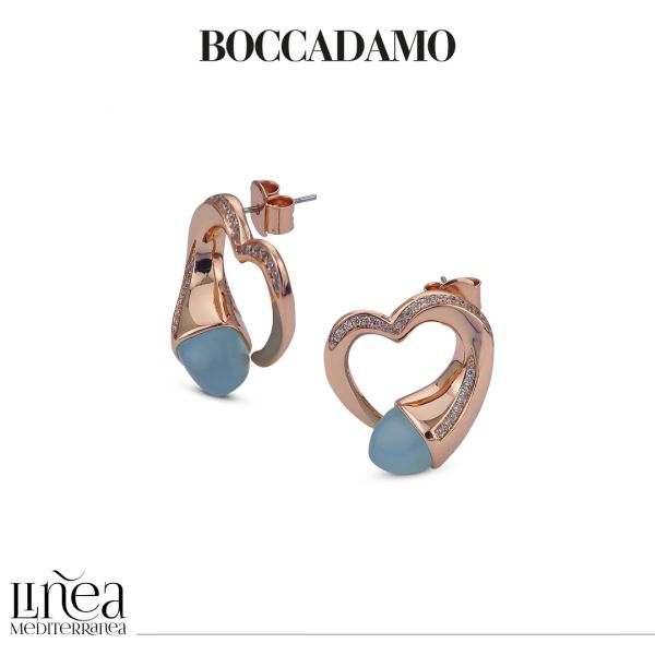 ORECCHINI CUORE ROSE' CON PIETRA