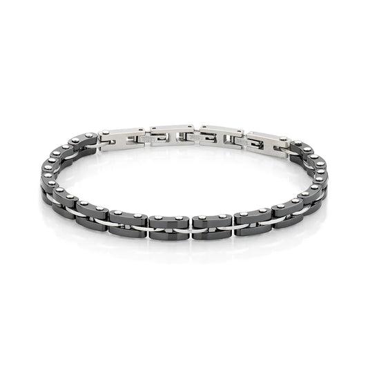 Bracciale in Acciaio e Ceramica Nera