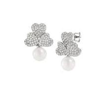 Orecchini Tris di Cuori Pavé e Perla