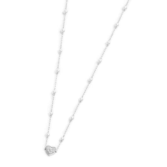 Collana cuore con cristalli e perle (BASE BIANCA)