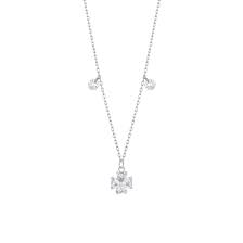 COLLANA IN ACCIAIO CON QUADRIFOGLIO E PETALI ZIRCONE BIANCO