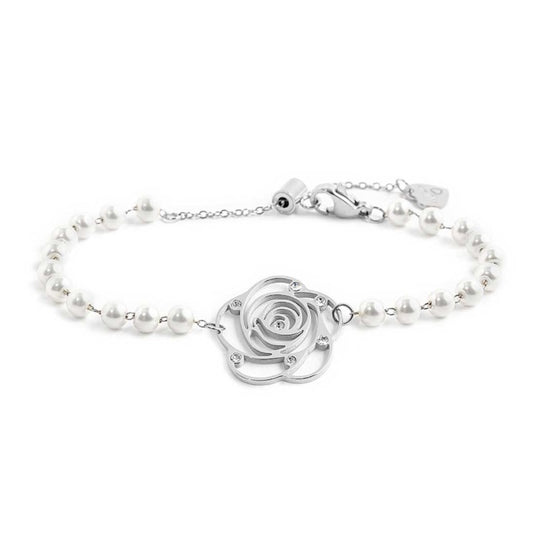 Bracciale con rosa con cristalli