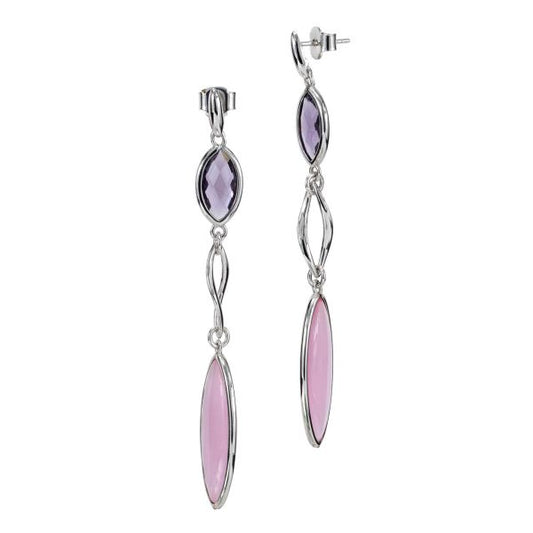 ORECCHINI PENDENTI CON CRISTALLO AMETISTA
