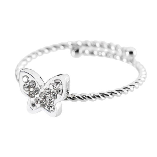 Anello farfalla con cristalli (BASE BIANCA )