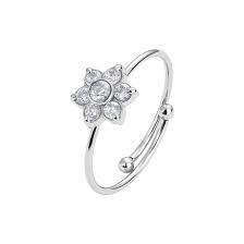 ANELLO BAMBINA IN ACCIAIO CON FIORE E ZIRCONI BIANCHI