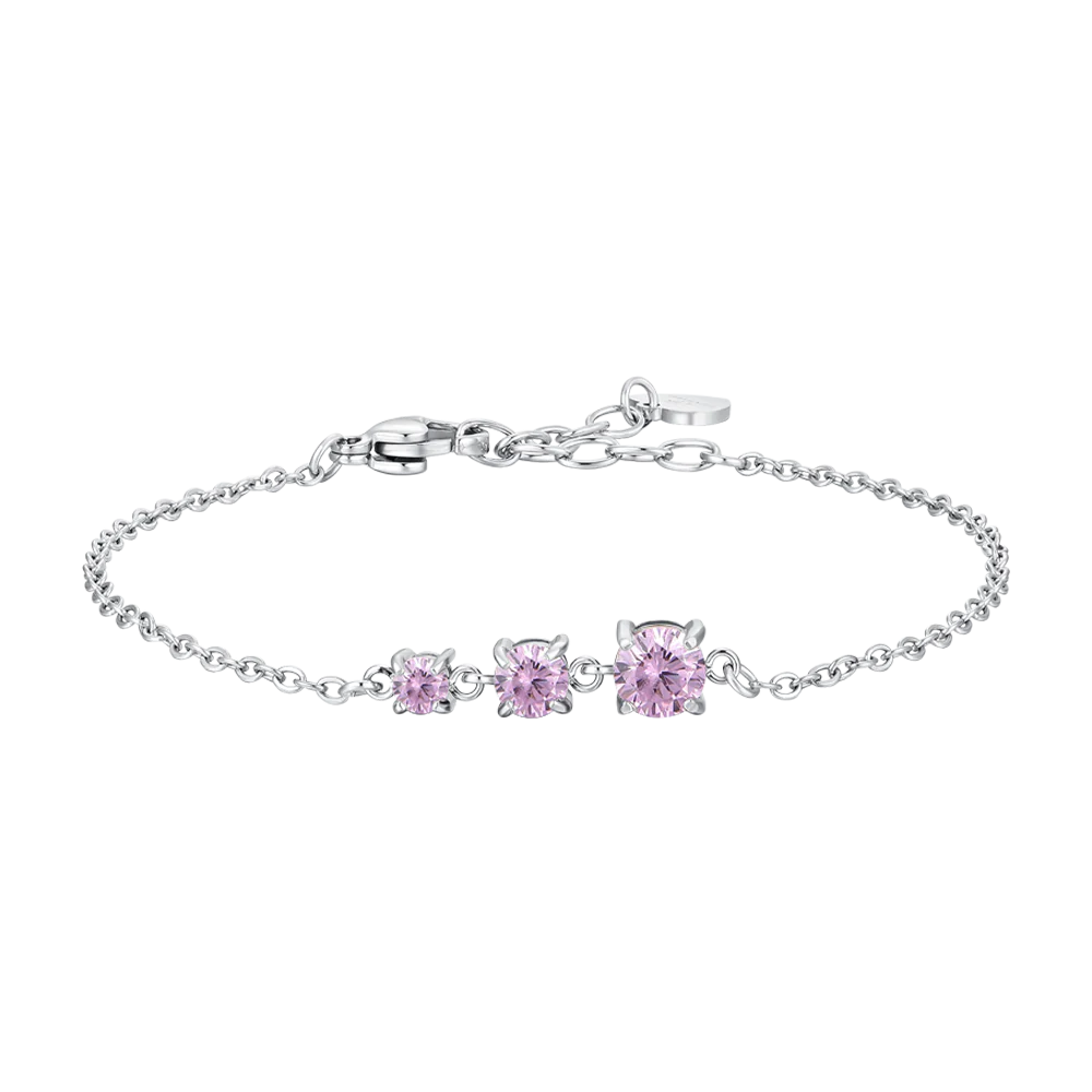 BRACCIALE DONNA IN ACCIAIO CON ZIRCONI ROSA