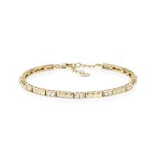 Bracciale Dorato con Zirconi e Dettagli Geometrici