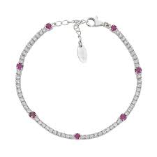 Bracciale Tennis Bianco e Rosso con Zirconi 2 e 3 mm