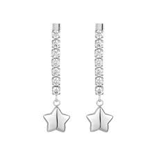ORECCHINI DONNA IN ACCIAIO CON STELLA E ZIRCONI BIANCHI