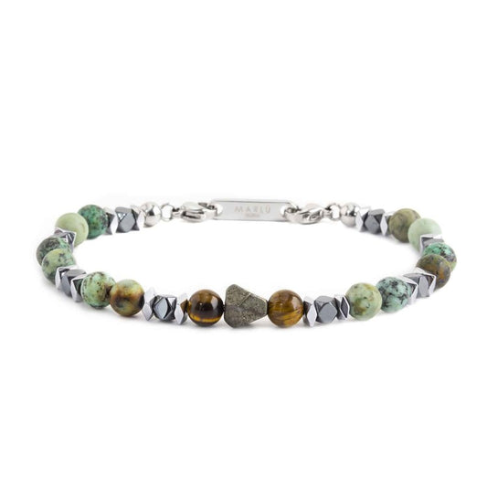Bracciale con pietre sfumate colori del verde e marrone