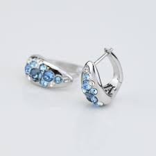 Orecchini rodiati a goccia con cristalli crystal e denim blue