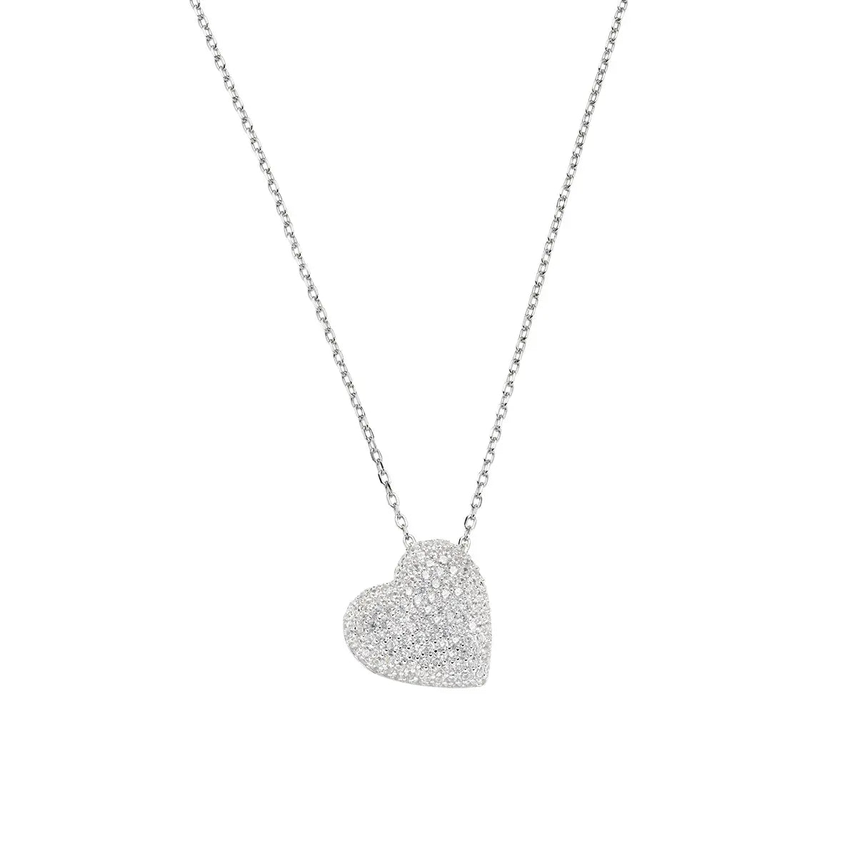 Collana Cuore Bombato con Zirconi
