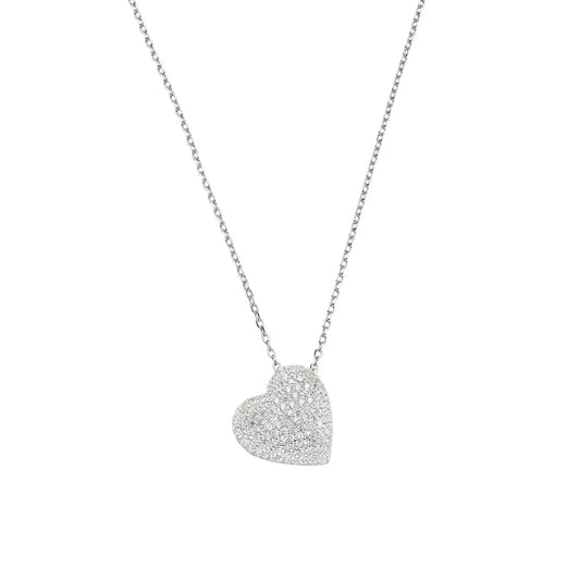 Collana Cuore Bombato con Zirconi