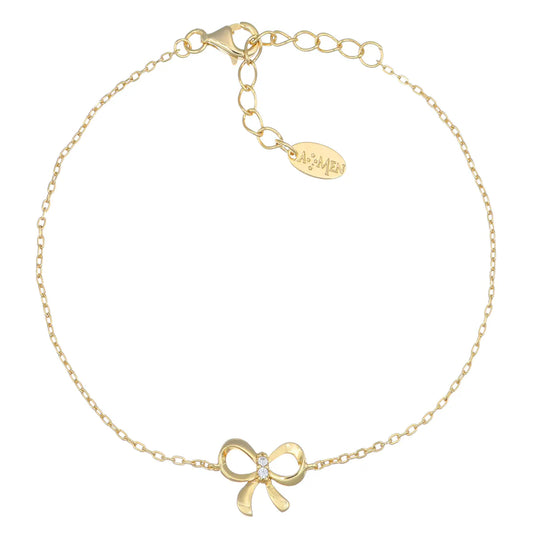 Bracciale Dorato Fiocco con Zirconi Bianchi