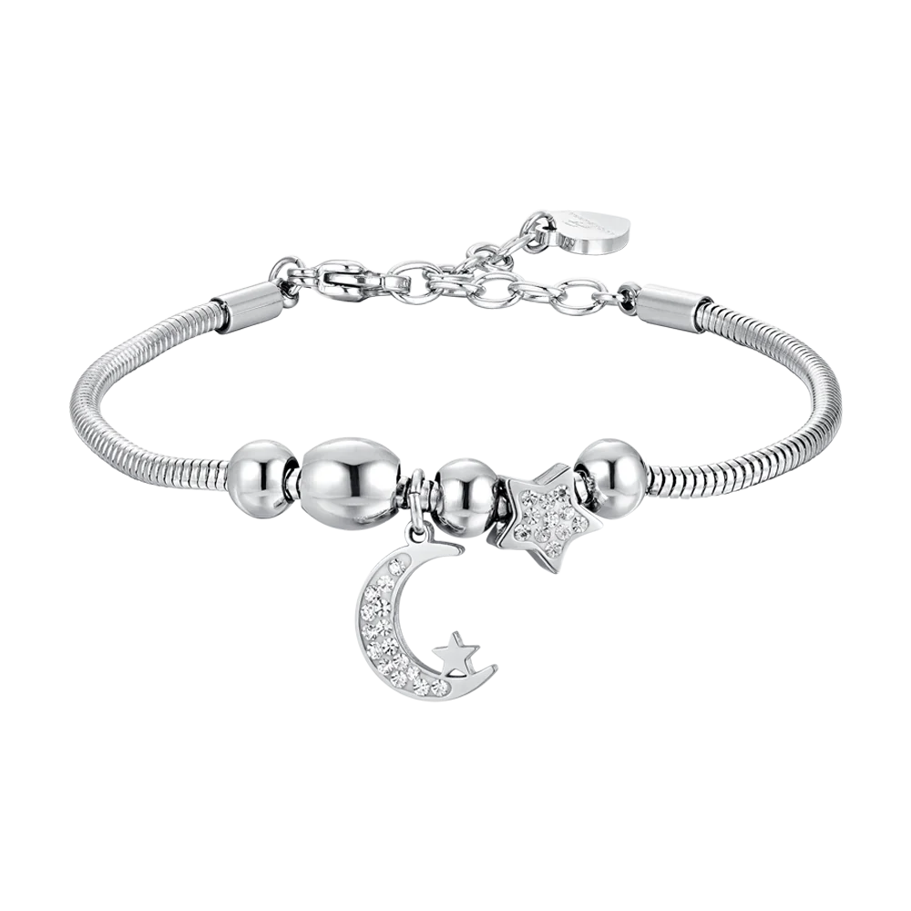 BRACCIALE DONNA IN ACCIAIO LUNA E CRISTALLI