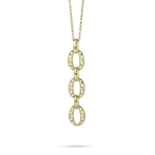 Collana girocollo placcata oro con pendente a maglie ovali e cristalli crystal
