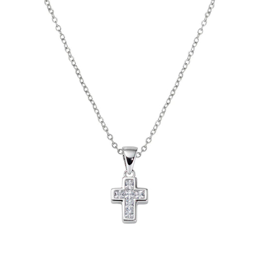 Collana Mini Croce con Zirconi Bianchi