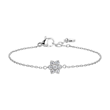 BRACCIALE FIORE ACCIAIO CON ZIRCONI BIANCHI