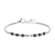 BRACCIALE BAMBINO ACCIAIO CON PIETRE NERE