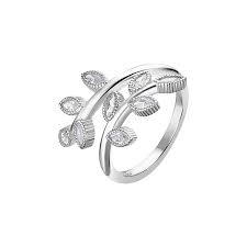 ANELLO FOGLIE CON CRISTALLI BIANCHI