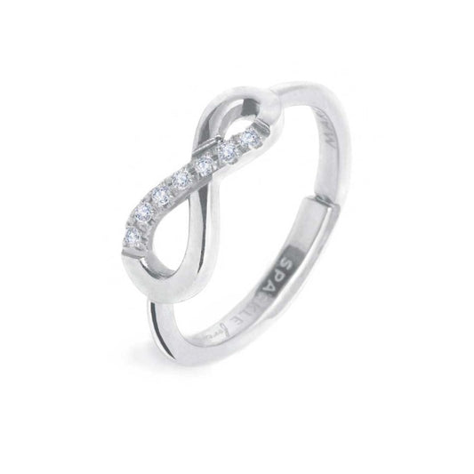 Anello infinito con zirconi bianchi