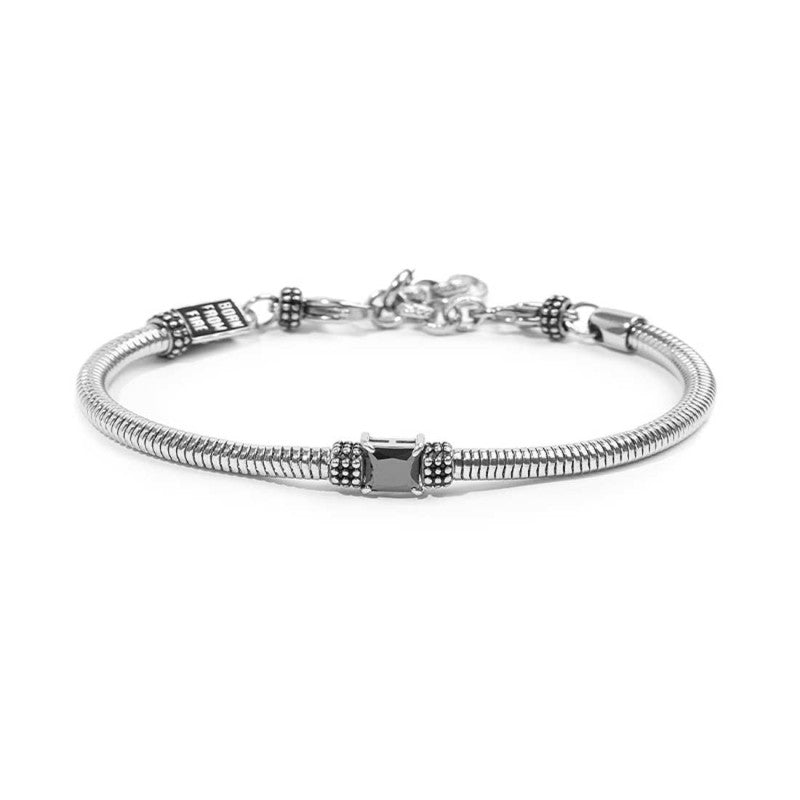BRACCIALE CATENA SNAKE CON ZIRCONE QUADRATO