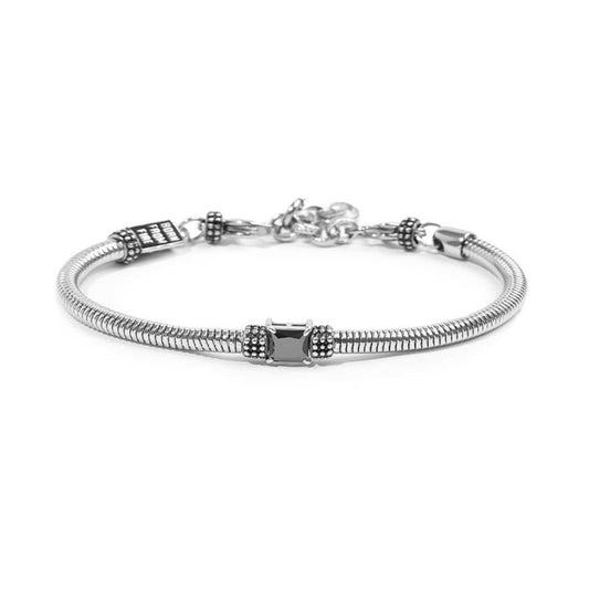 BRACCIALE CATENA SNAKE CON ZIRCONE QUADRATO