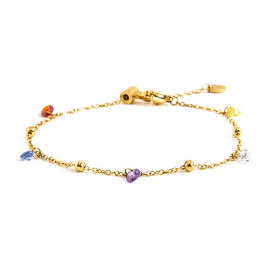 Bracciale con zirconi e sfere SW MULTICOLORE ( BASE GIALLA )