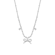 COLLANA DONNA IN ACCIAIO CON FIOCCO E ZIRCONI BIANCHI