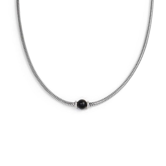 Collana catena snake con sfera centrale NERO