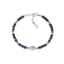Bracciale Tifoso Nero Azzurro in Acciaio con Pallone