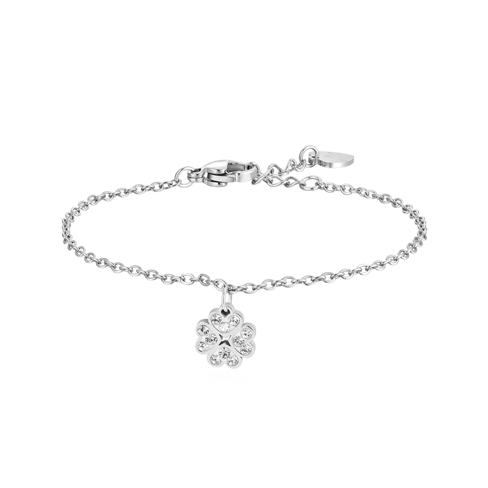 BRACCIALE BAMBINA IN ACCIAIO CON QUADRIFOGLIO