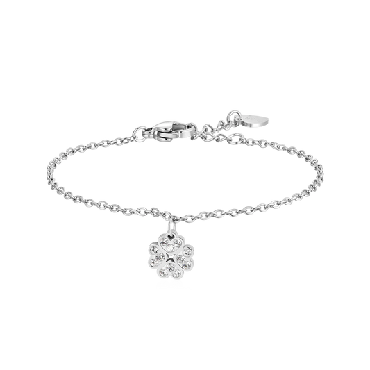 BRACCIALE BAMBINA IN ACCIAIO CON QUADRIFOGLIO