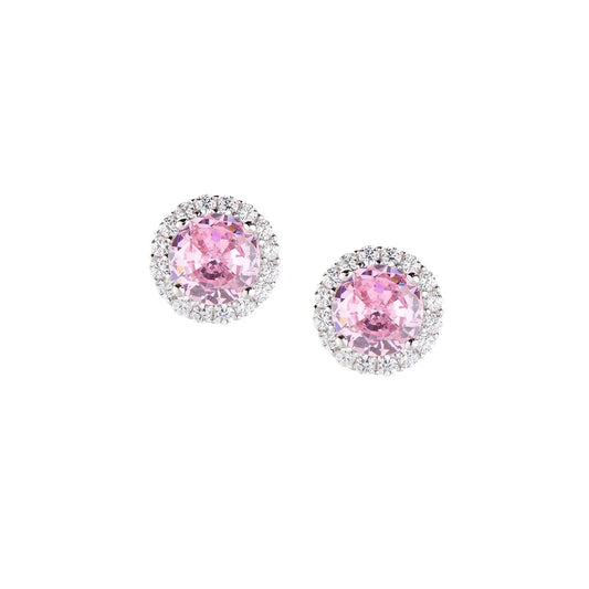 Orecchini Diamond con Zircone tondo Rosa