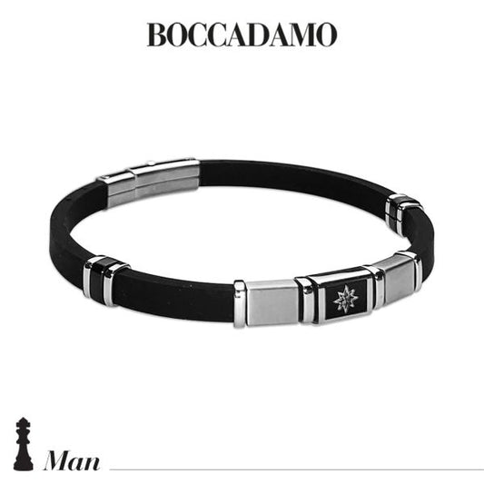 Bracciale in caucciù nero con rosa dei venti