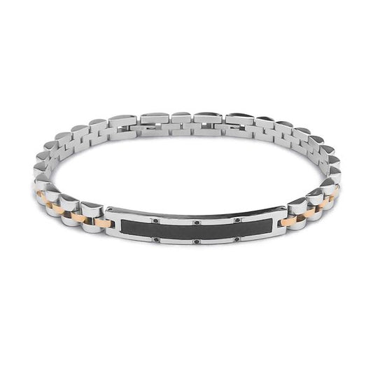Bracciale modulare con Pvd rosa e zirconi neri 3