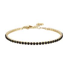 BRACCIALE TENNIS DONNA IN ACCIAIO COLORE ORO CON ZIRCONI NERI