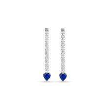 ORECCHINI TENNIS DONNA IN ACCIAIO CON CRISTALLI BIANCHI E CUORI CRISTALLI BLU