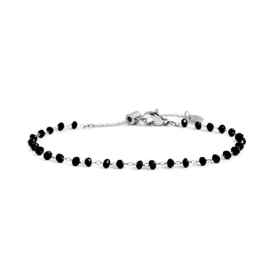 Bracciale cristalli sfaccettati NERO (BASE BIANCA )