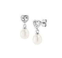 Orecchini Cuore con Perla e Zirconi